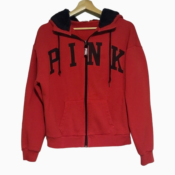 Victoria's Secret PINK Full Zip Sherpa Hoodie Size M - Picture 1 of 7